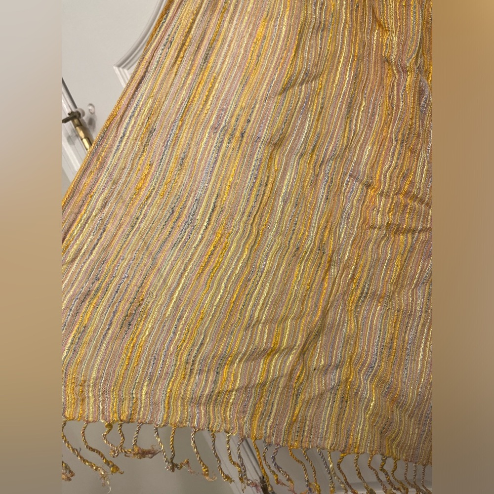 Vintage Yellow Fringe Scarf - Made in Italy